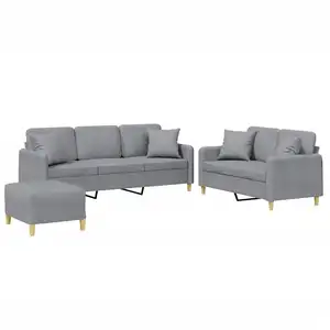 Comparateur de prix : vidaXL Ensemble de canapés 3 pcs coussins gris clair tissu