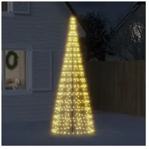 Comparateur de prix : vidaXL Sapin de Noël à LED sur mât de drapeau 550 LED blanc 300 cm