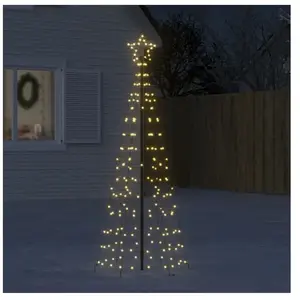 vidaXL Arbre de Noël lumineux avec piquets 220 LED blanc chaud 180 cm