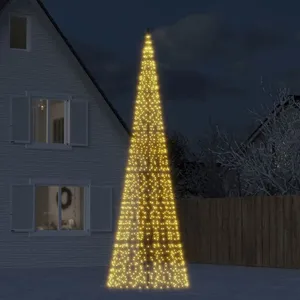 Comparateur de prix : vidaXL Sapin de Noël à LED sur mât de drapeau 1534 LED blanc 500 cm