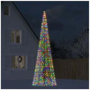 Comparateur de prix : vidaXL Arbre de Noël lumineux sur mât de drapeau 1534 LED coloré 500cm