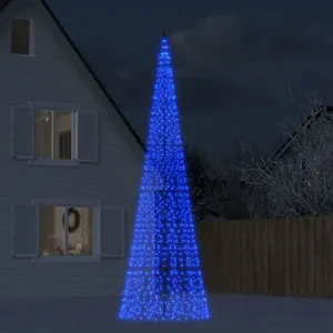 Comparateur de prix : vidaXL Arbre de Noël lumineux sur mât de drapeau 1534 LED bleu 500 cm