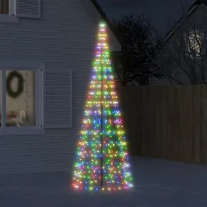 Comparateur de prix : vidaXL Arbre de Noël lumineux sur mât de drapeau 550 LED coloré 300 cm