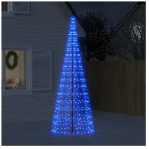 Comparateur de prix : vidaXL Arbre de Noël lumineux sur mât de drapeau 550 LED bleu 300 cm