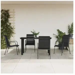VIDAXL Ensemble à manger de jardin 5 pcs noir textilène et acier pas cher