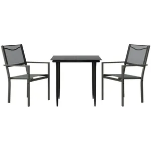 vidaXL Ensemble à manger de jardin 3 pcs noir textilène et acier pas cher
