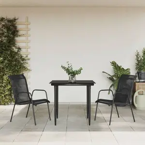 vidaXL Ensemble à manger de jardin 3 pcs noir textilène et acier pas cher