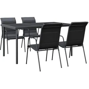 vidaXL Ensemble à manger de jardin 5 pcs noir textilène et acier pas cher