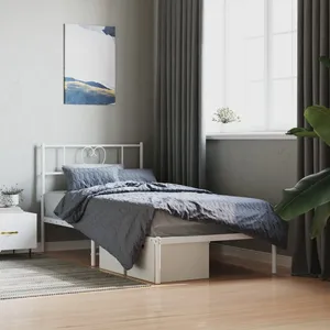 Vidaxl cadre de lit métal sans matelas avec tête de lit blanc 75x190cm pas cher