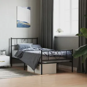 Vidaxl cadre de lit métal sans matelas avec pied de lit noir 75x190 cm pas cher