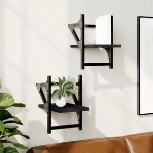 Comparateur de prix : vidaXL Étagères murales avec barres 2 pcs noir 20x25x30 cm