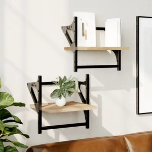 Comparateur de prix : vidaXL Étagères murales avec barres 2 pcs chêne sonoma 30x25x30 cm