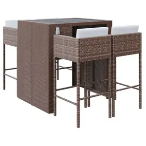 Comparateur de prix : vidaXL Ensemble de bar de jardin avec coussins 5 pcs marron poly rotin