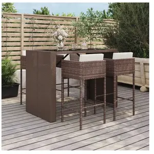 vidaXL Ensemble de bar de jardin avec coussins 5 pcs marron poly rotin