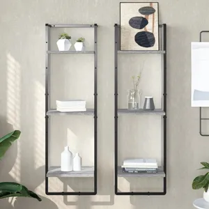 Comparateur de prix : vidaXL Étagère murale 3 niveaux sonoma gris 30x25x100 cm