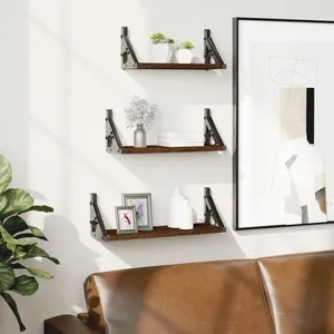 vidaXL Ensemble d'étagères murales 3pcs chêne marron bois d'ingénierie pas cher