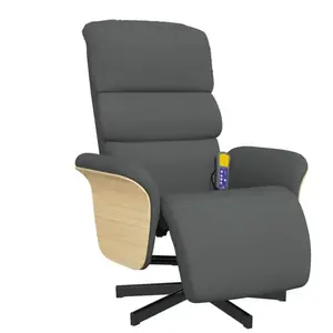 vidaXL Fauteuil inclinable de massage et repose-pieds gris foncé tissu pas cher