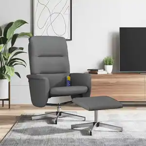 vidaXL Fauteuil de massage inclinable et repose-pieds gris foncé tissu pas cher