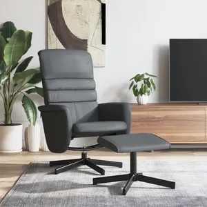 vidaXL Fauteuil inclinable avec repose-pied gris similicuir pas cher