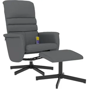 vidaXL Fauteuil inclinable de massage avec repose-pied gris similicuir pas cher