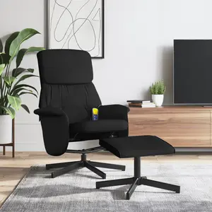 vidaXL Fauteuil de massage inclinable avec repose-pied noir tissu pas cher