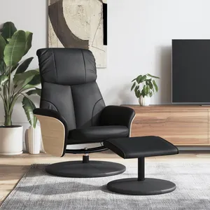 vidaXL Fauteuil inclinable avec repose-pied noir similicuir pas cher