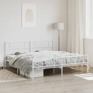 Vidaxl cadre de lit métal sans matelas et pied de lit blanc 183x213 cm pas cher