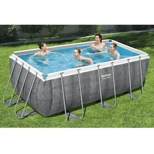 Bestway Ensemble de piscine rectangulaire Power Steel 412x201x122 cm