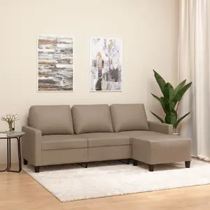 vidaXL Canapé à 3 places avec repose-pieds Cappuccino 180cm Similicuir pas cher