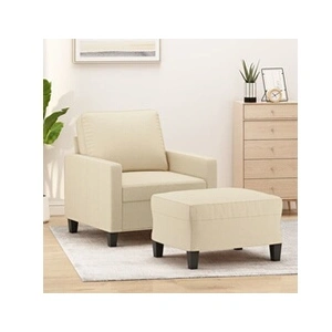 Comparateur de prix : vidaXL Fauteuil avec repose-pied Crème 60 cm Tissu