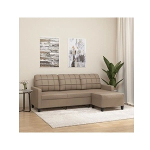 Comparateur de prix : vidaXL Canapé à 3 places avec repose-pieds Cappuccino 180cm Similicuir