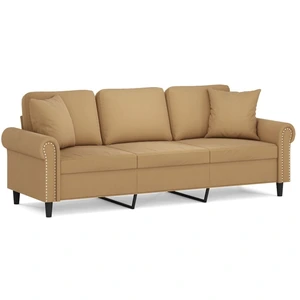 vidaXL Canapé 3 places avec oreillers décoratifs marron 180 cm velours pas cher