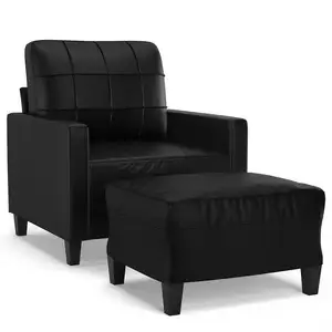 Comparateur de prix : vidaXL Fauteuil avec repose-pied Noir 60 cm Similicuir
