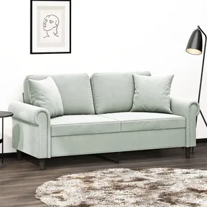 vidaXL Canapé 2 places avec oreillers gris clair 140 cm velours pas cher