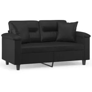 vidaXL Canapé 2 places avec oreillers décoratifs noir 120cm similicuir pas cher