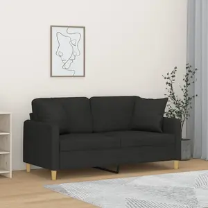 vidaXL Canapé 2 places avec oreillers décoratifs noir 140 cm tissu pas cher