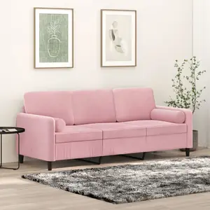 vidaXL Canapé 3 places avec oreillers décoratifs rose 180 cm velours pas cher