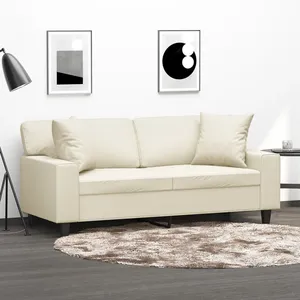 vidaXL Canapé 2 places avec oreillers crème 140 cm similicuir pas cher