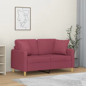 vidaXL Canapé 2 places avec oreillers bordeaux 120 cm tissu pas cher