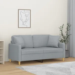 Comparateur de prix : vidaXL Canapé 2 places avec oreillers gris clair 140 cm tissu