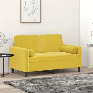 vidaXL Canapé 2 places avec oreillers décoratifs jaune 120 cm velours pas cher