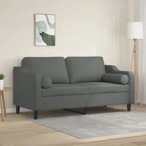 vidaXL Canapé 2 places avec oreillers gris foncé 140 cm tissu pas cher