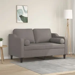 vidaXL Canapé 2 places avec oreillers décoratifs taupe 120 cm tissu pas cher