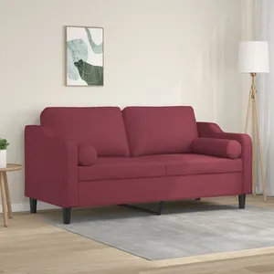 vidaXL Canapé 2 places avec oreillers bordeaux 140 cm tissu pas cher