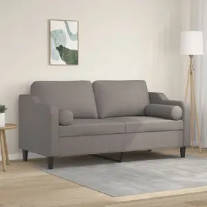 vidaXL Canapé 2 places avec oreillers décoratifs taupe 140 cm tissu pas cher