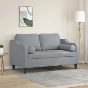 vidaXL Canapé 2 places avec oreillers gris clair 120 cm tissu pas cher