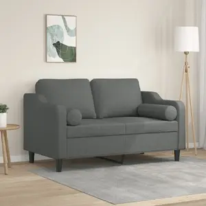 vidaXL Canapé 2 places avec oreillers gris foncé 120 cm tissu pas cher