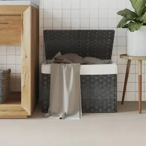 Comparateur de prix : vidaXL Panier à linge avec couvercle gris 55,5x35x34 cm résine tressée