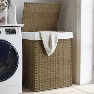 Comparateur de prix : vidaXL Panier à linge avec couvercle 46x33x60 cm résine tressée