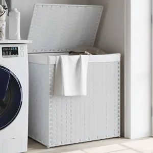 Comparateur de prix : vidaXL Panier à linge avec 2 sections blanc 53x35x57 cm résine tressée